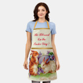 Vintagen 2 Kaninchen Osterhitze Schürze (Getragen)