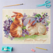 Vintagen 2 Kaninchen Osterhitze Seidenpapier (Basteln)