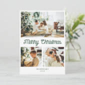 Vintagen 3 Fotos Weihnachtsgrußkarte Feiertagskarte (Stehend Vorderseite)