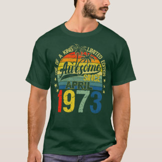 Vintagen 49 Jahre alt April 1973 Dekorationen 49. T-Shirt