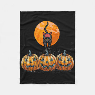 Vintagen 90er Cat Pumpkin Halloween Retro Floral S Fleecedecke