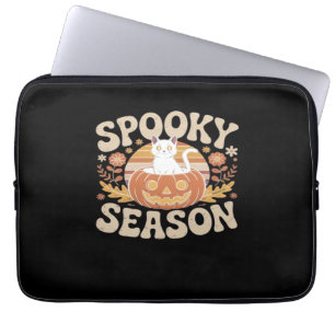 Vintagen 90er Cat Pumpkin Halloween Retro Floral S Laptopschutzhülle