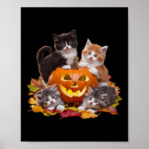 Vintagen 90er Cat Pumpkin Halloween Retro Floral S Poster