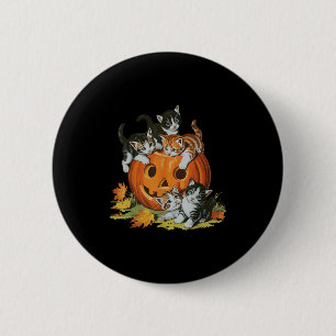Vintagen 90er Cat Pumpkin Halloween Retro Women So Button