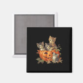 Vintagen 90er Cat Retro Pumpkin Kätzchen Halloween Magnet (Vorderseite/Rückseite)