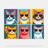 Vintagen 90er Katzen in billiger Sonnenbrille Acrylschild (Vorderseite)