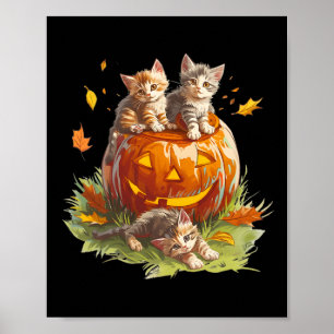 Vintagen 90er KatzenkürbisHalloween für Männer Fra Poster