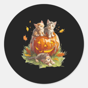 Vintagen 90er KatzenkürbisHalloween für Männer Fra Runder Aufkleber