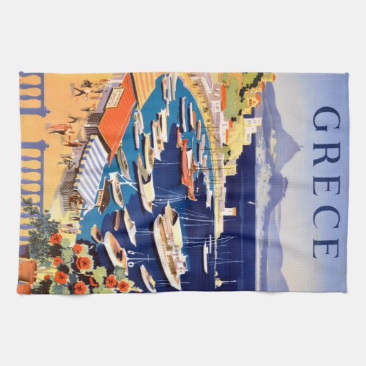 Vintagen Athen Griechenland Reisen Geschirrtuch (Horizontal)