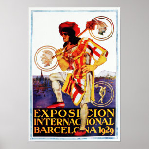 Vintagen Ausstellung von Barcelona 1929 Poster