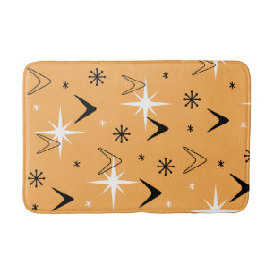 Vintagen Boomerangs and Stars Orange der 50er Jahr Badematte