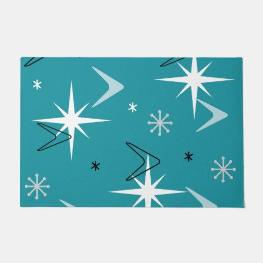Vintagen Boomerangs Stars der 50er Jahre Aquamarin Fußmatte (Vorderseite)