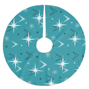 Vintagen Boomerangs Stars der 50er Jahre Aquamarin Polyester Weihnachtsbaumdecke