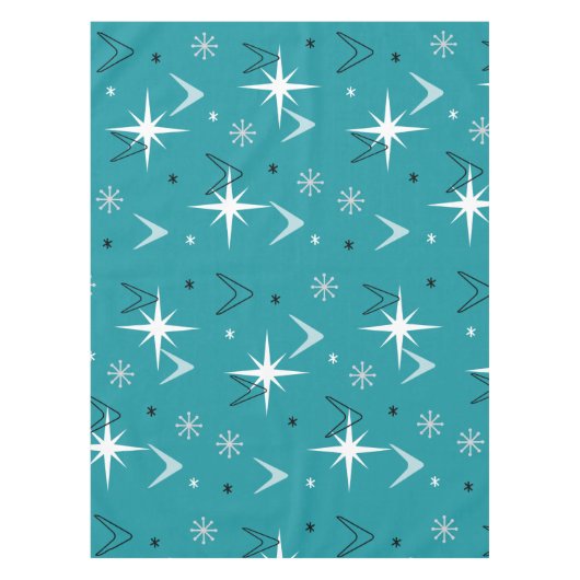 Vintagen Boomerangs Stars der 50er Jahre Aquamarin Tischdecke (Vorderseite)