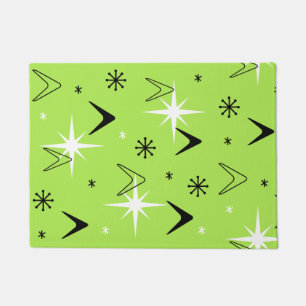 Vintagen Boomerangs und Stars Chartreuse der 50er Fußmatte