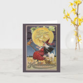 Vintagen Charme des Hexenhundes Halloween Karte (Gelbe Blume)