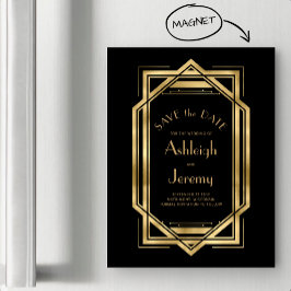 Vintagen Deko Black Gold der 1920er Jahre Save the Magnetkarte