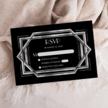 Vintagen Deko Black Silver Wedding RSVP aus den 20