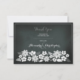 Vintagen die Tafel-weißen Blumen danken Ihnen Dankeskarte