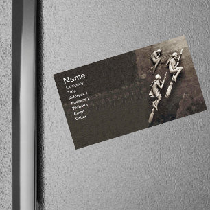 Vintagen drei Halloween-Hexen fliegende Brüder Magnetische Visitenkarte