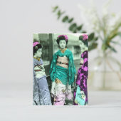 Vintagen drei junge Geisha im alten Japan Postkarte (Stehend Vorderseite)