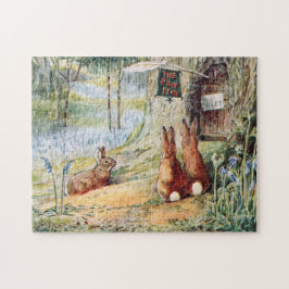 Vintagen drei Niedliche Kaninchen im Wald Puzzle
