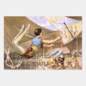 Vintagen fünf männliche Trapezzirkus-Performance-W Geschenkpapier Set (Vorderseite 2)