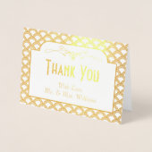 Vintagen Gatsby Foto Wedding Danke Folienkarte (Vorderseite)