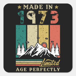 Vintagen Geburtstag 1973 Quadratischer Aufkleber