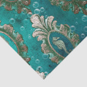 Vintagen Gerahmten Seepferd auf der hellgrünen Dec Seidenpapier (Detail)