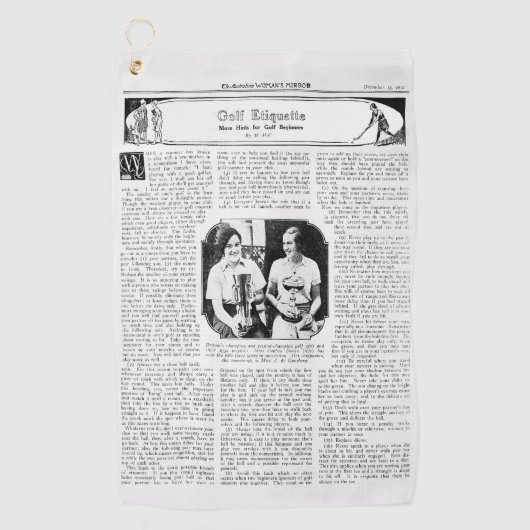 Vintagen Golf Etiquette Golf Handtuch aus den 30er (Vorderseite)