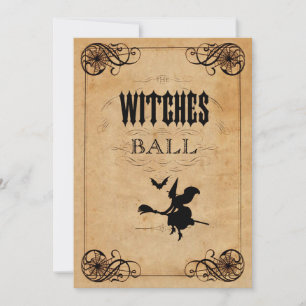 Vintagen Hexen Ball 25. Geburtstag Doppelseitig Einladung