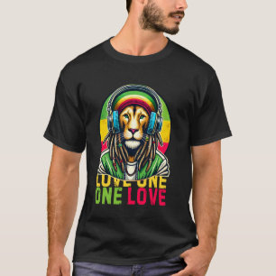 Vintagen Jamaikaner 1 Liebe Rasta Löwe Kopfhörer R T-Shirt