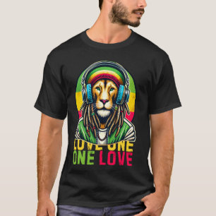 Vintagen Jamaikaner 1 Liebe Rasta Löwe Kopfhörer R T-Shirt