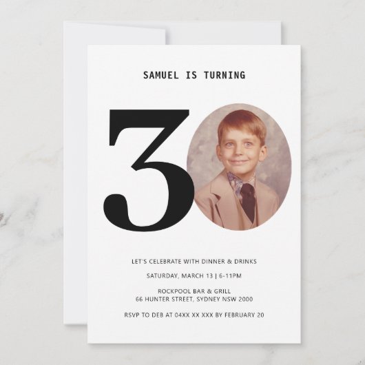 Vintagen Karierten 30. Geburtstag Foto Einladung (Vorderseite)