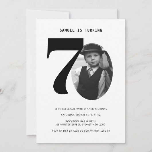 Vintagen Karierten 70. Geburtstag Foto Einladung (Vorderseite)