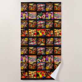 Vintagen Kunstsammlungen des Horrors aus den 50er Strandtuch