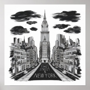 Vintagen Mal quadratischer Schreibtisch gezeichnet Poster