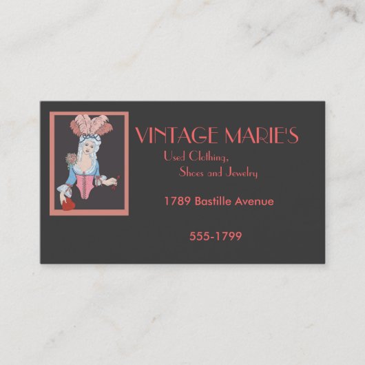 Vintagen Maries Visitenkarte (Vorderseite)