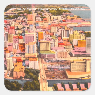 Vintagen Miami der 1960er (Downtown MIA) Florida Quadratischer Aufkleber