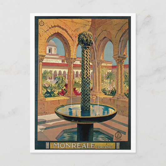 Vintagen Monreale-Reise der 20er Jahre Postkarte (Vorderseite)