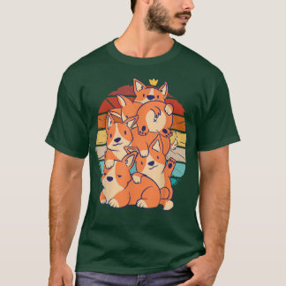 Vintagen niedliche Corgi Hunde übereinander Corgi T-Shirt