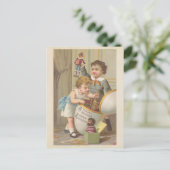 Vintagen niedliche Jungs spielen Ostersegnung Feiertagspostkarte (Stehend Vorderseite)