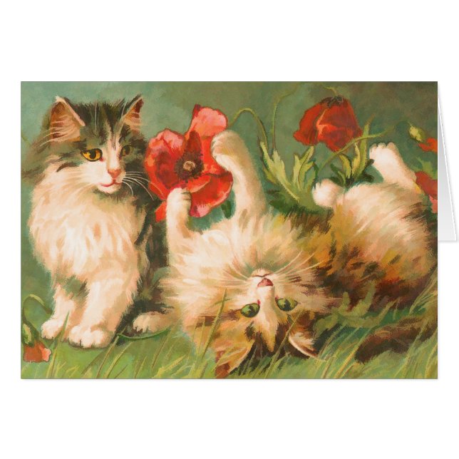 Vintagen Niedliche Katzen auf der Play Card (Vorderseite (Horizontal))