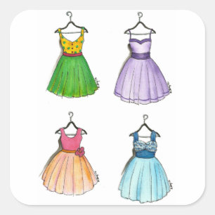 Vintagen Prom-Kleidung Retro-Kleider aus den 50er Quadratischer Aufkleber