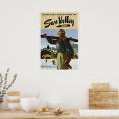 Vintagen Sun Valley Idaho USA Ski Travel Poster (Küche)