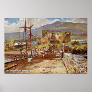 Vintagen Watercolor König Johns Castle Carlingford Poster