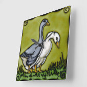Vintagen zwei Enten Quadratische Wanduhr (Winkel)