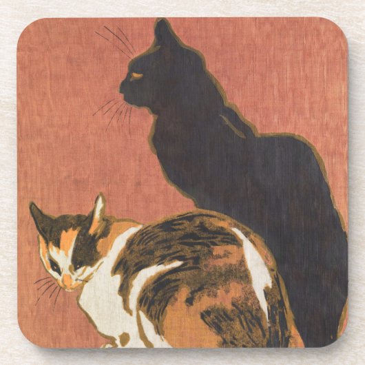 Vintagen zwei Katzen, die Steinlen malen Getränkeuntersetzer (Vorderseite)