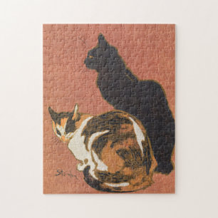 Vintagen zwei Katzen, die Steinlen malen Puzzle
